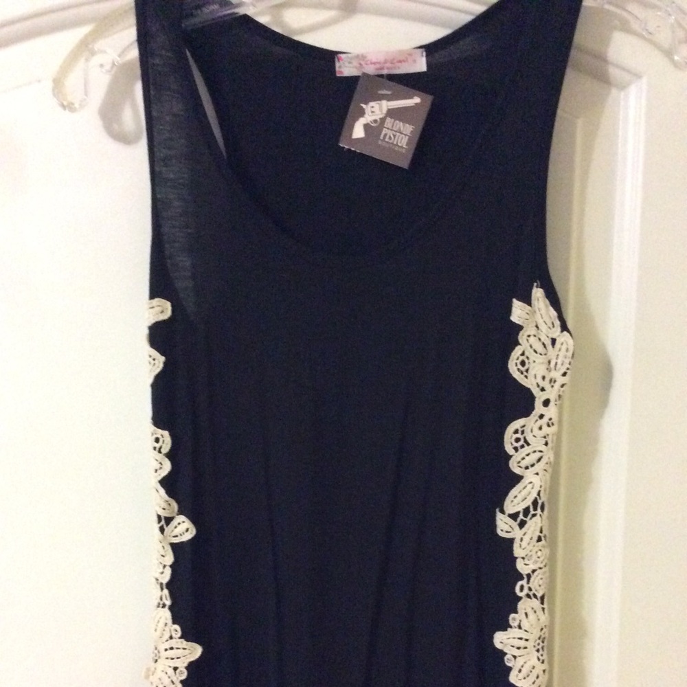 NWT black tank with lace detail